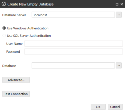 Create New Empty Database dialog box